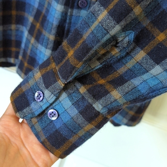 Kingsfield 90's Vintage Plaid Wool Blend Long Sleeve Button Down Shirt Blue L - Picture 10 of 12